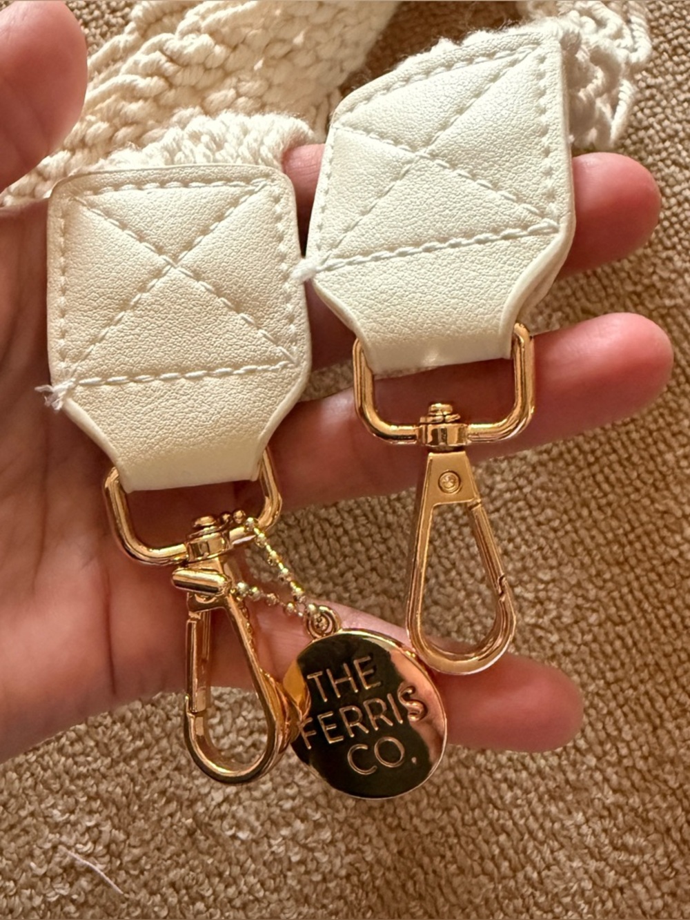 The Ferris Co. Macrame Crochet Bag Strap in Cream with Gold Hardware - Picture 3 of 6